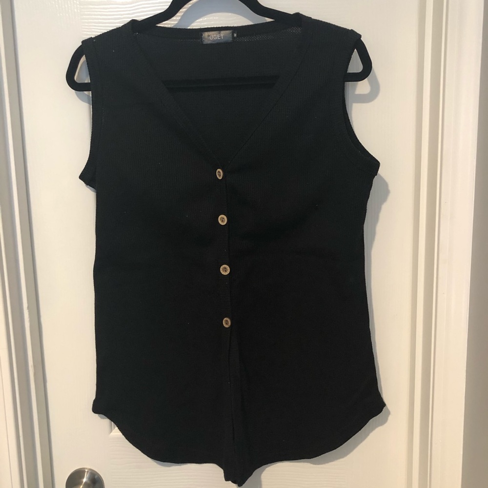 3/$15 Uget Waffle Tie up sleeveless blouse